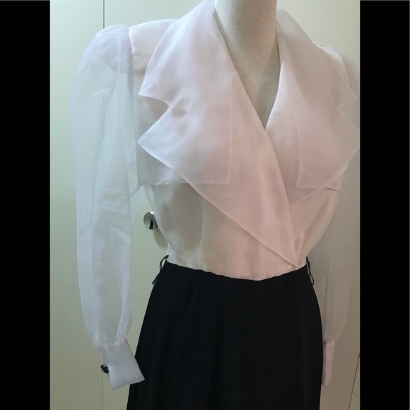 Vintage Dresses & Skirts - Vintage ‘80s Black & White Chiffon & Nylon Dress